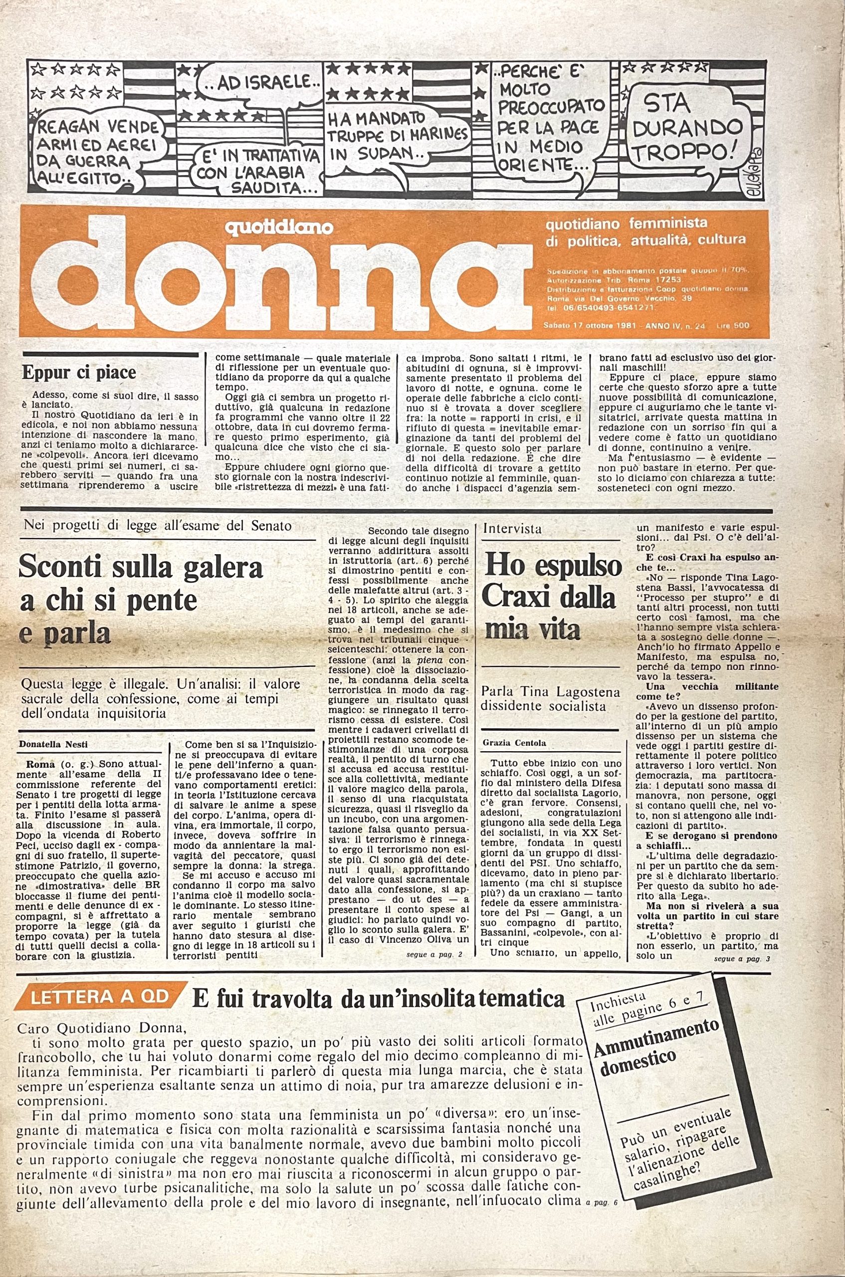 (Femminismo) Quotidiano Donna. Quotidiano femminista di politica, attualità, cultura