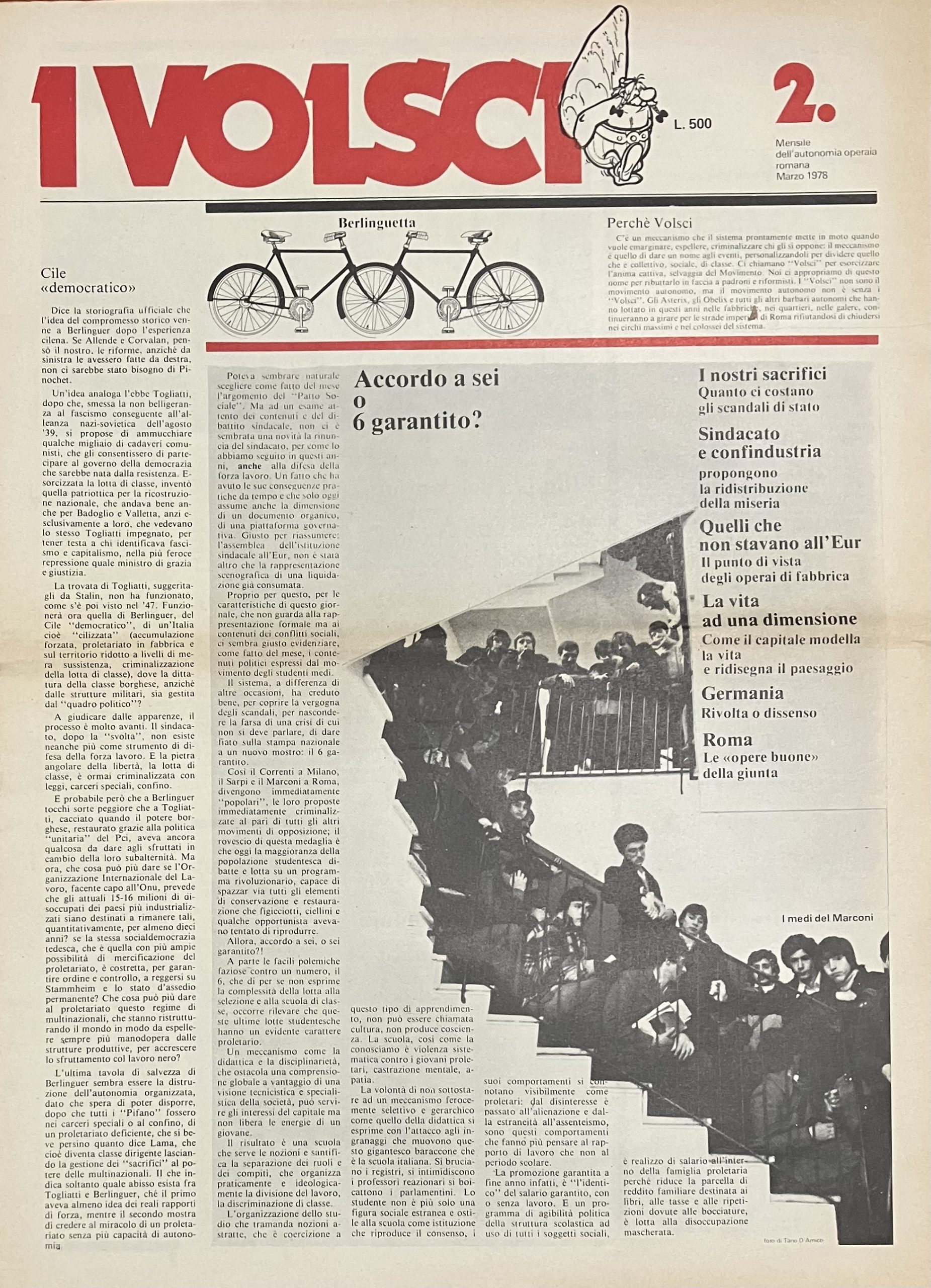 I Volsci. Mensile dell'autonomia operaia romana. N. 2. Marzo 1978