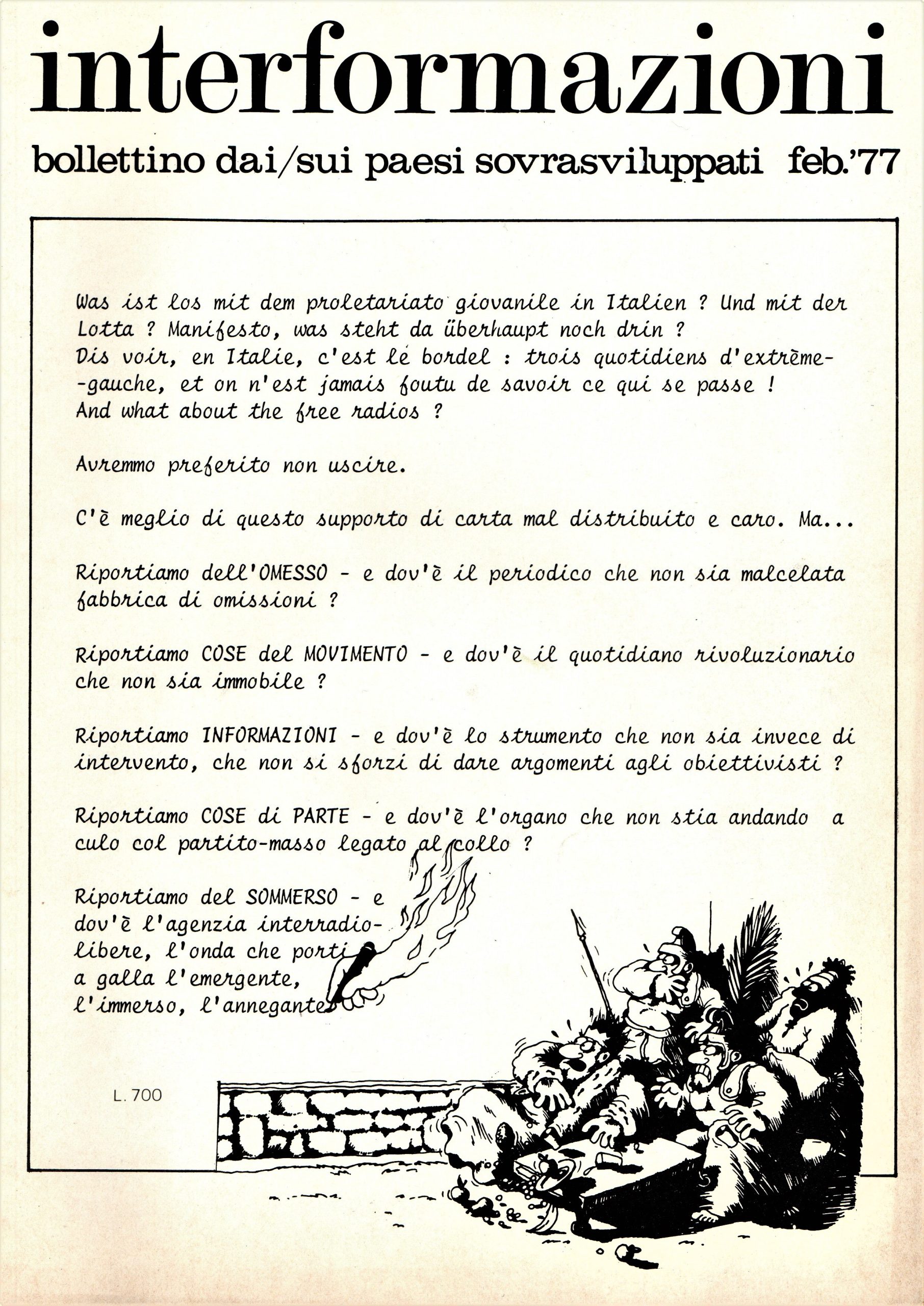 Interformazioni. Bollettino dai/sui paesi sovrasviluppati. Feb '77