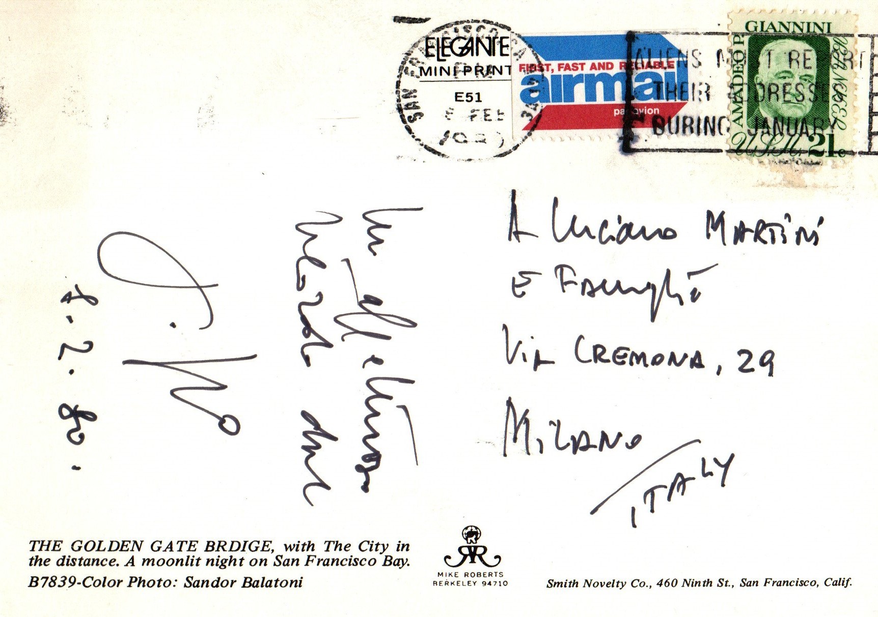 Cartolina postale viaggiata