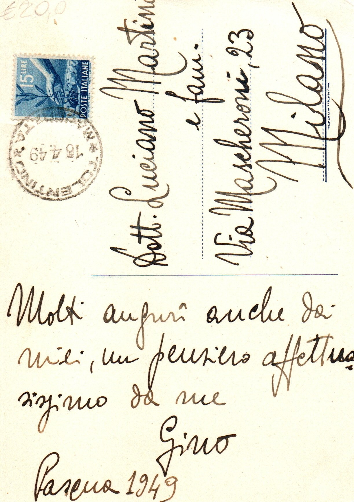 Cartolina postale viaggiata
