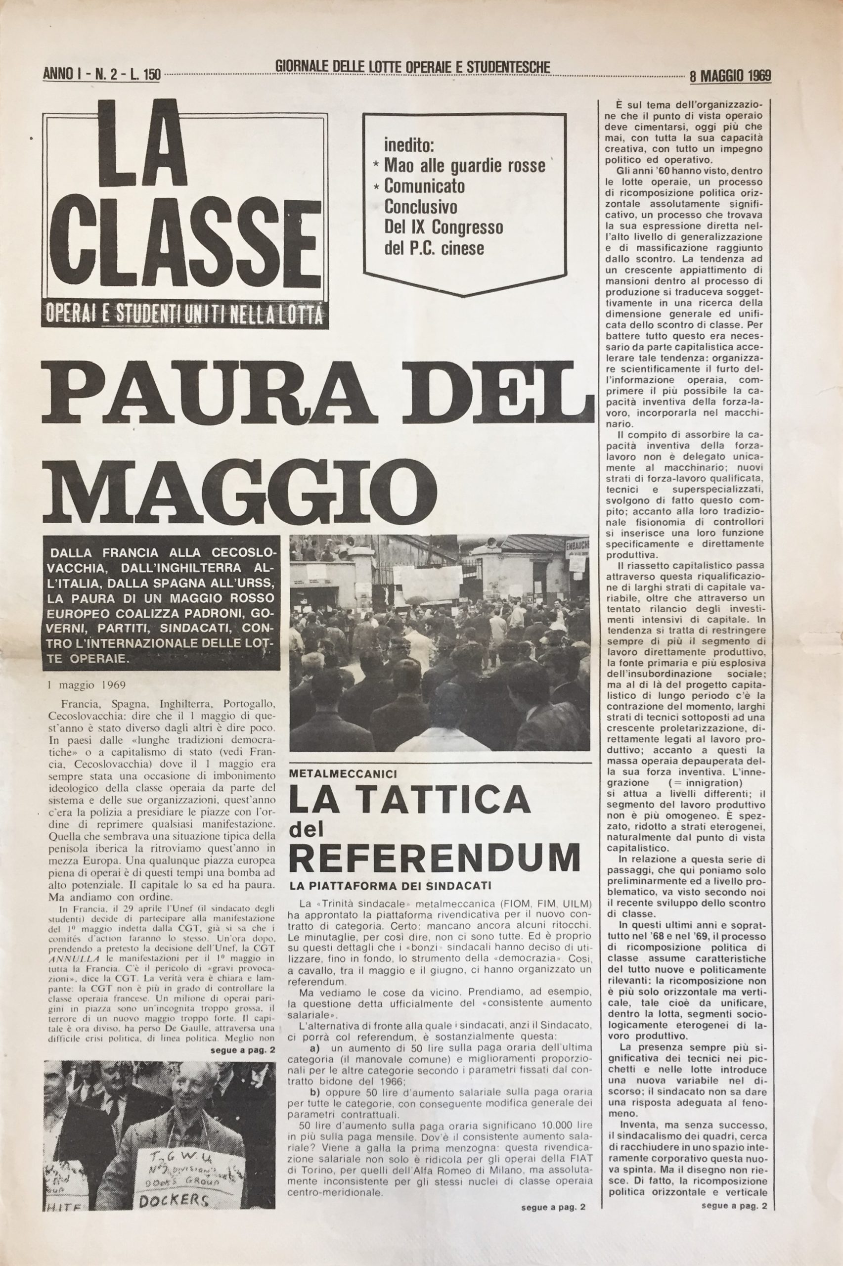 La Classe. Operai e studenti uniti nella lotta. Giornale delle …