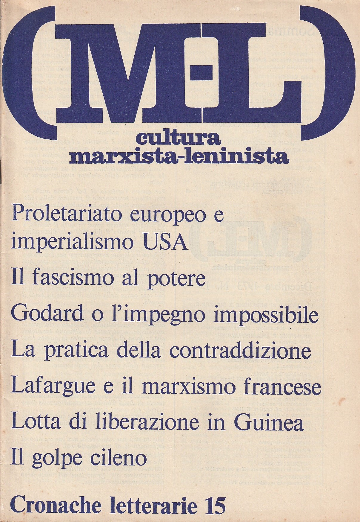 M-L. Cultura marxista-leninista. Dicembre 1973. No. 15