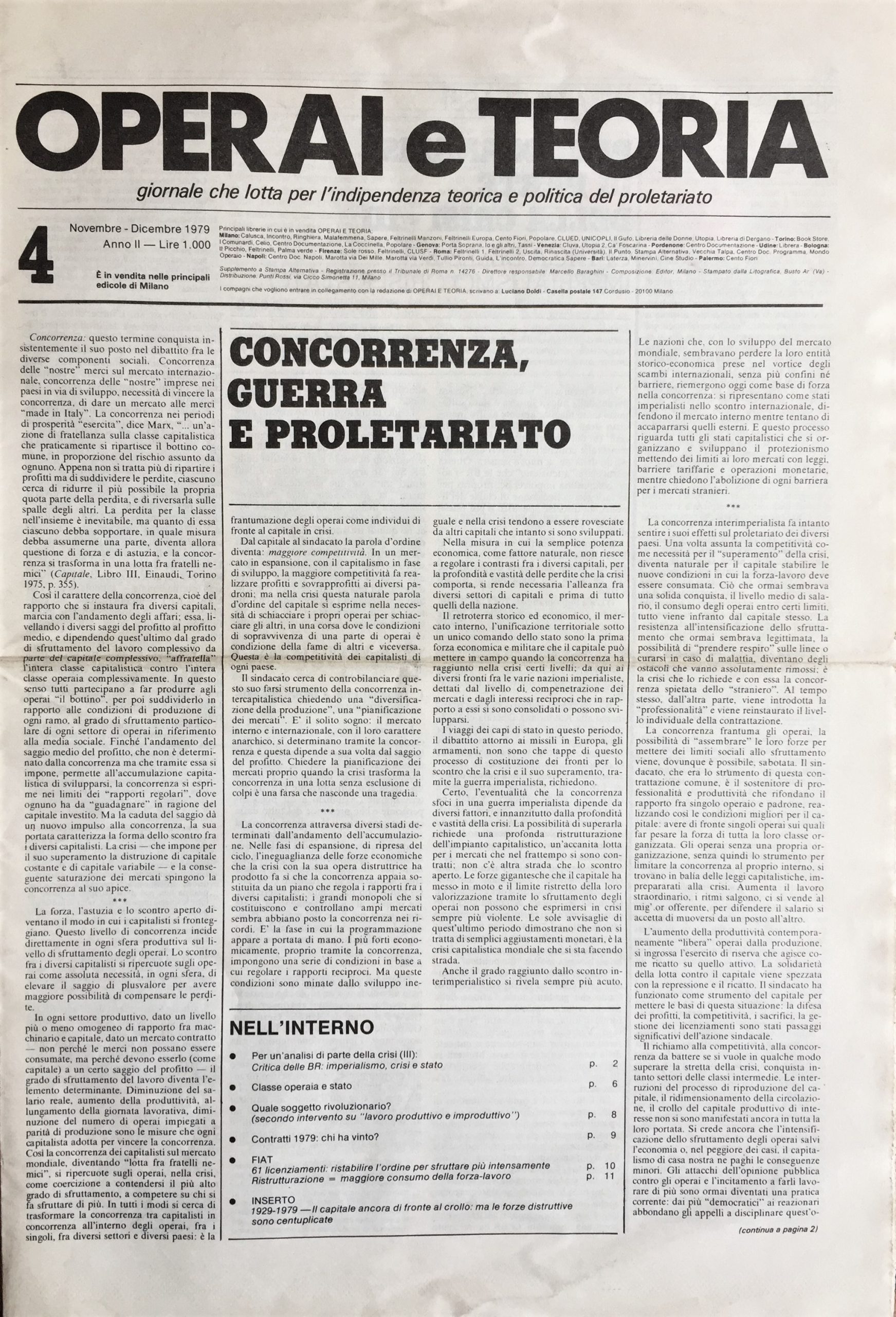 Operai e Teoria. Giornale che lotta per l'indipendenza teorica e …