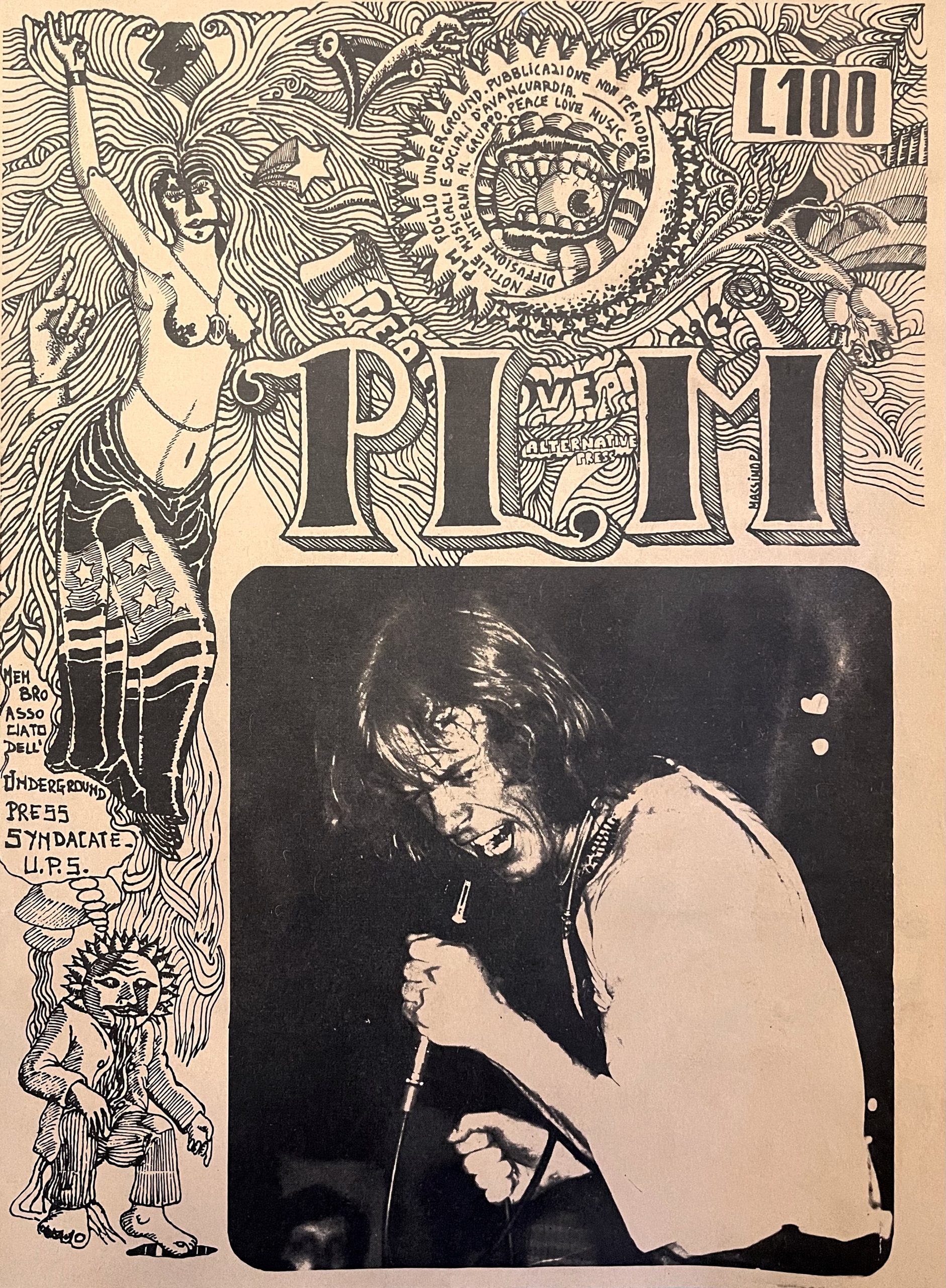 P.L.M. (Peace, Love and Music). Foglio underground. Pubblicazione non periodica. …