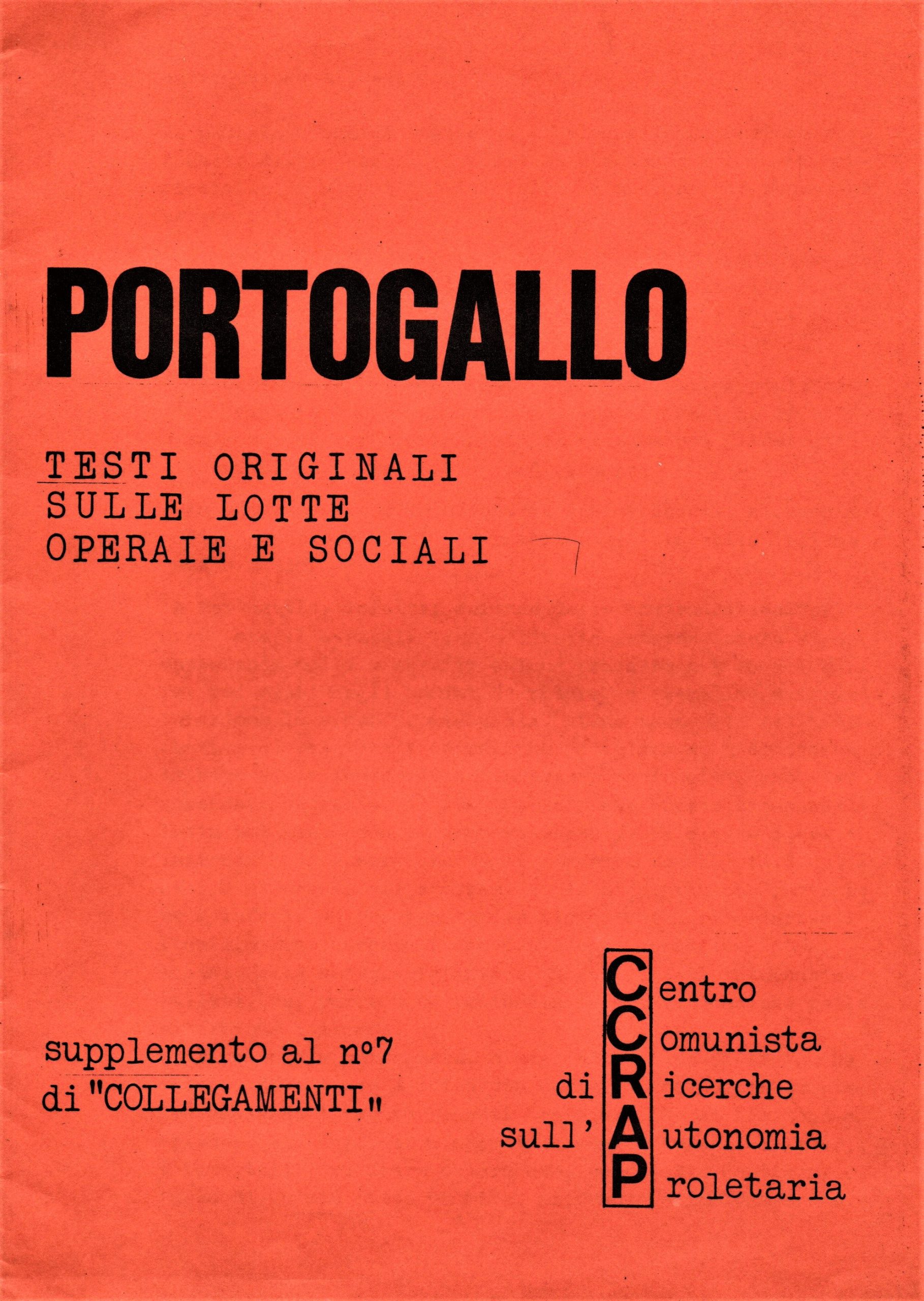 Portogallo. Testi originali sulle lotte operaie e sociali