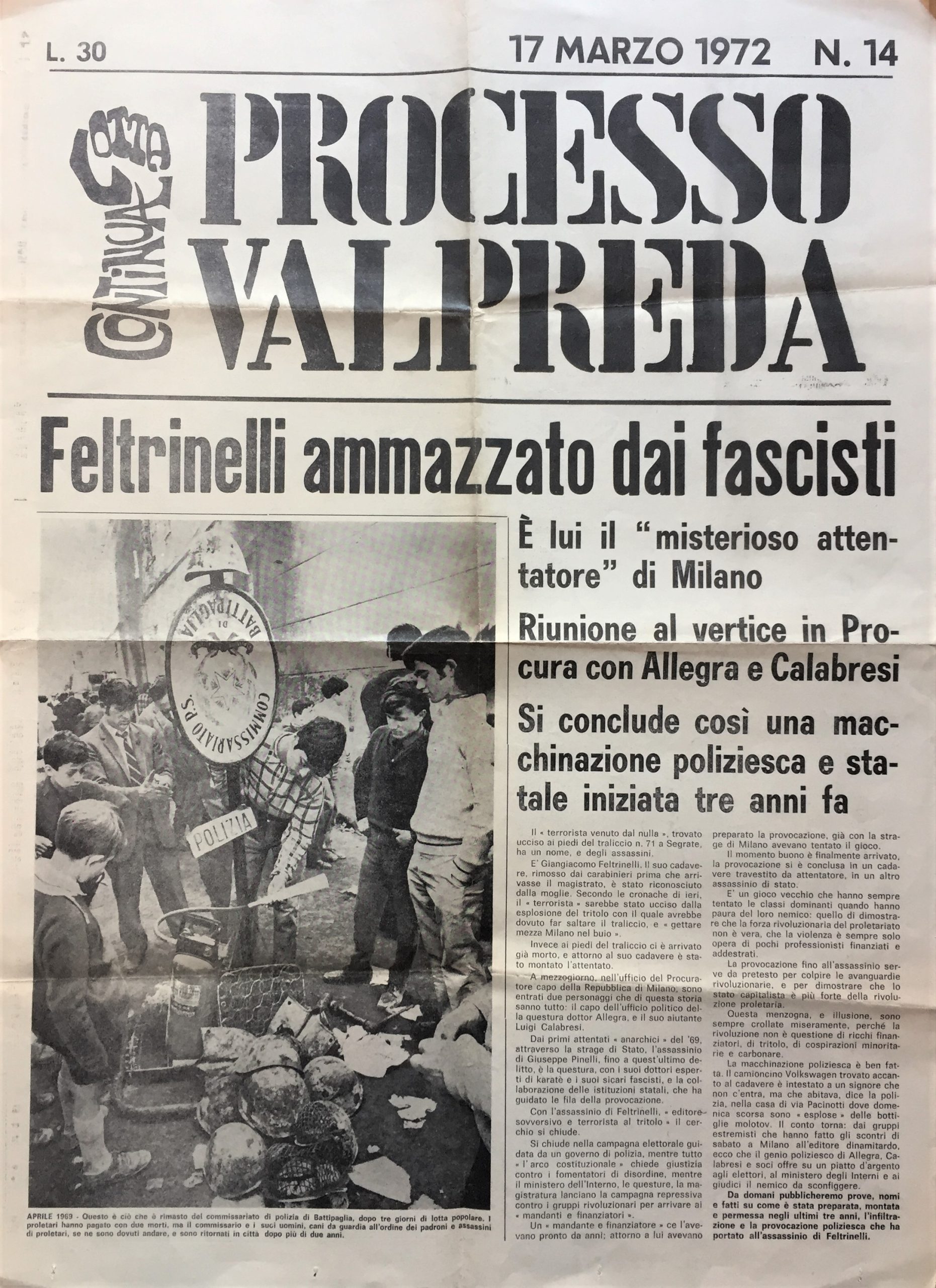 Processo Valpreda No. 14. 17 marzo 1972