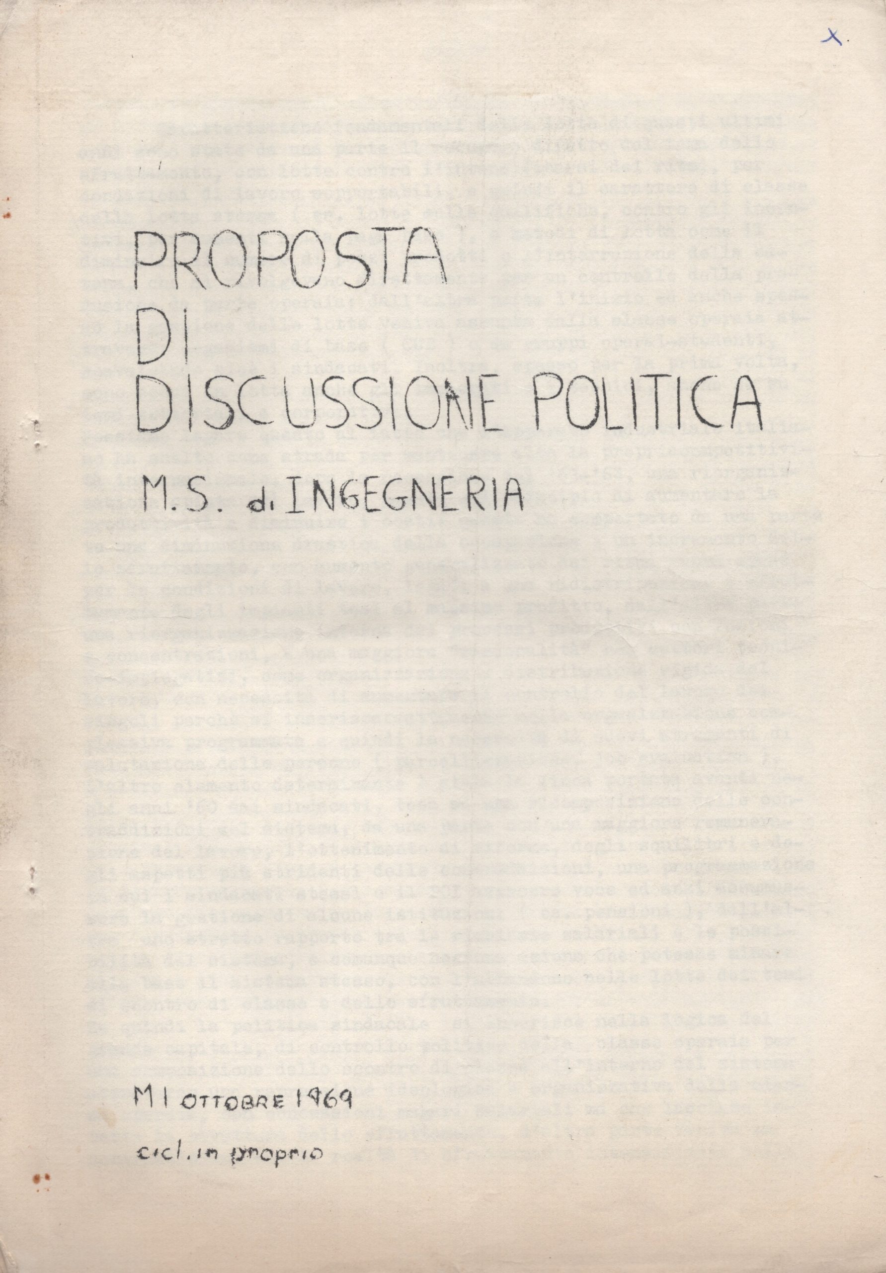 Proposta di discussione politica