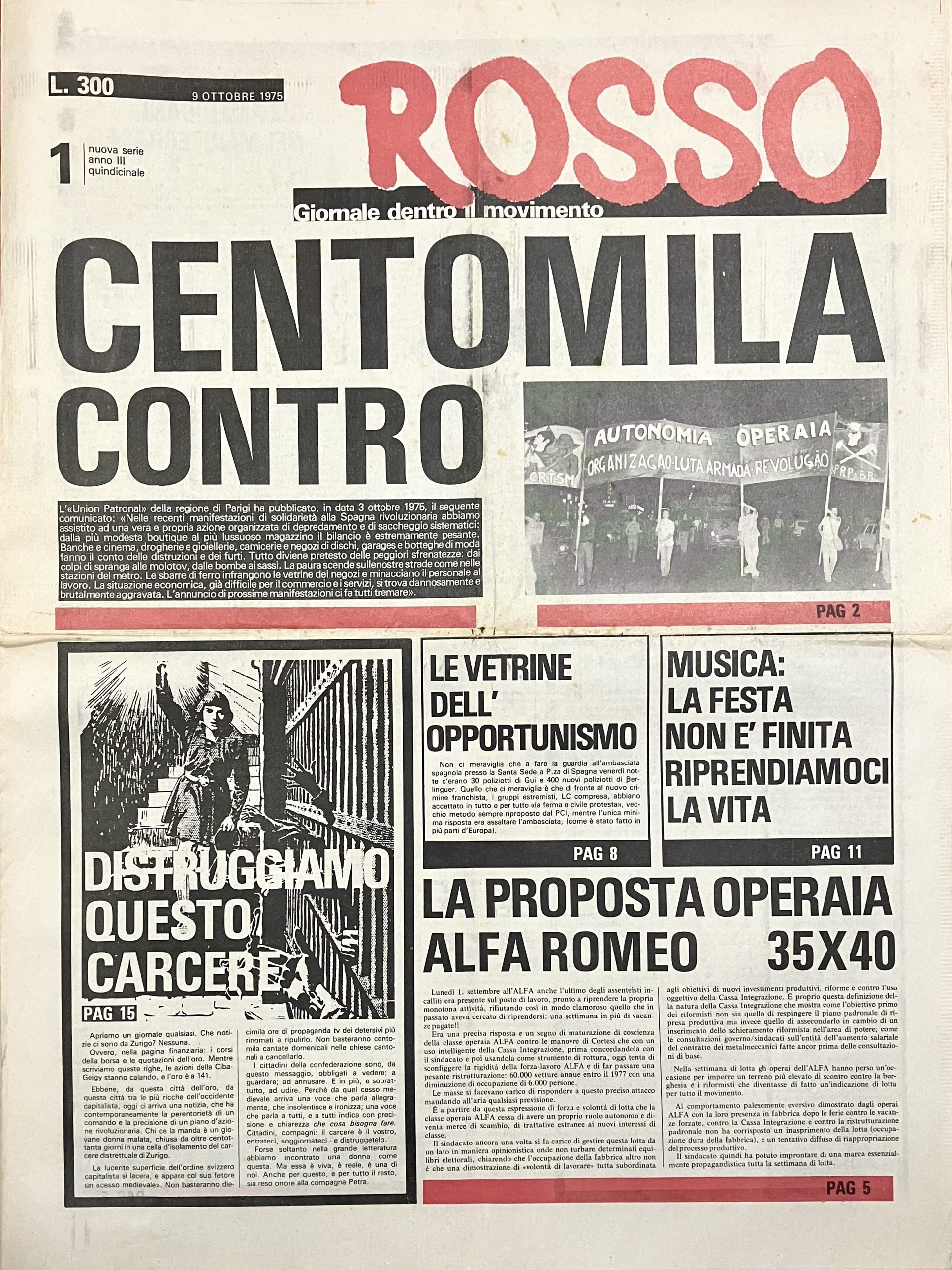 Rosso. Giornale dentro il movimento. Nuova serie Anno III N. …