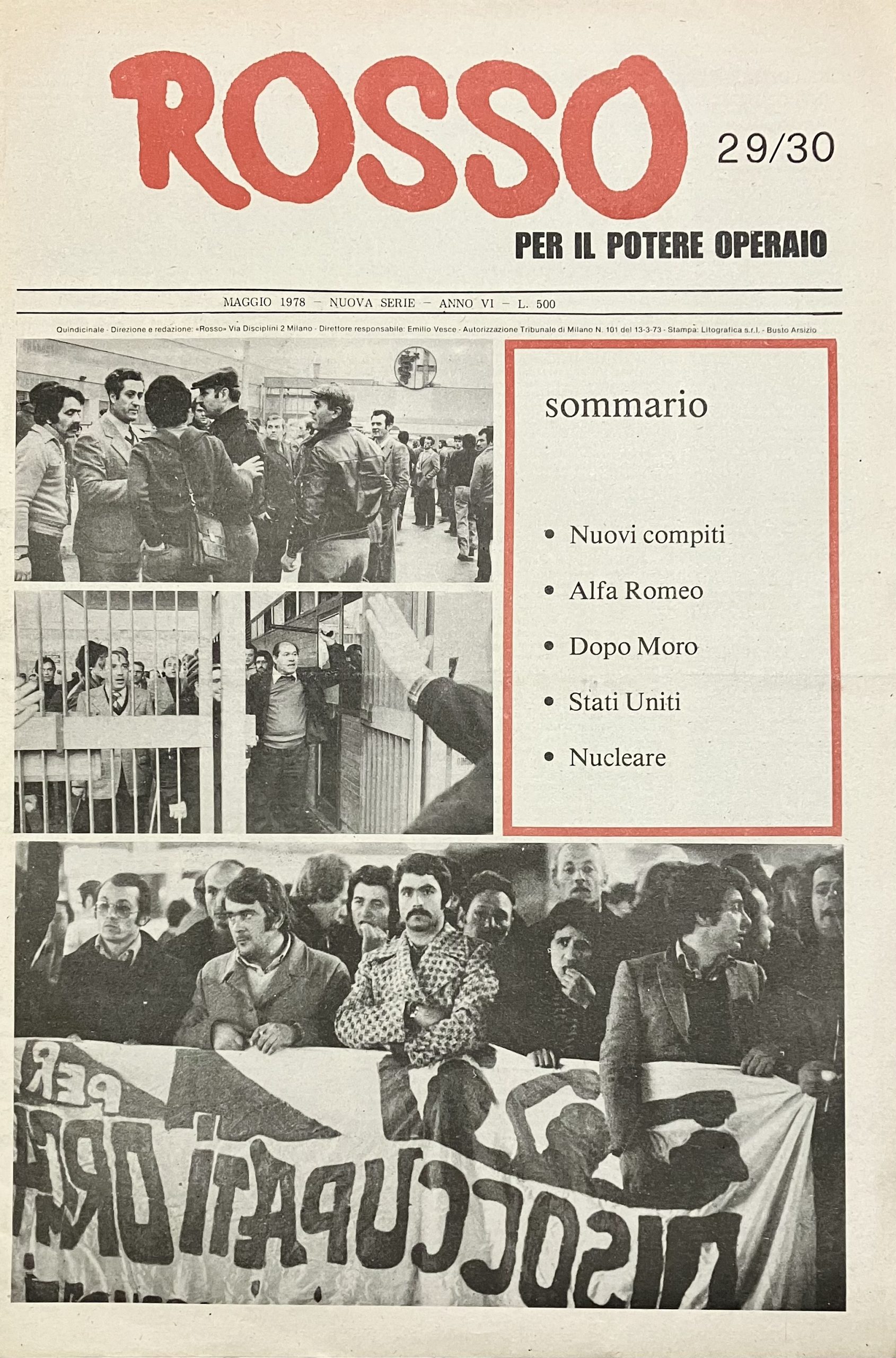 Rosso. Per il potere operaio. Nuova serie Anno VI N. …