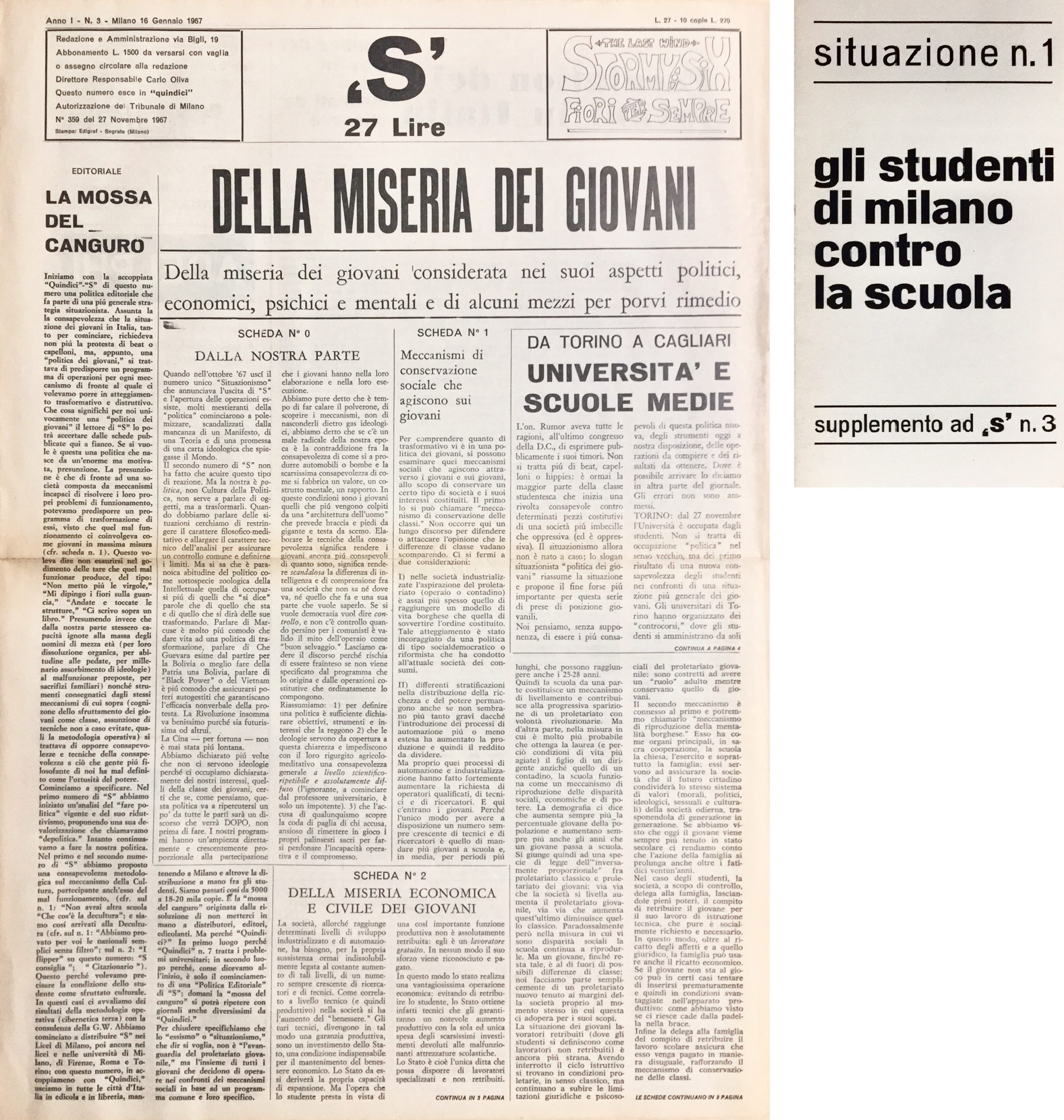 ‘S'. Anno I. No. 3. 16 Gennaio 1967