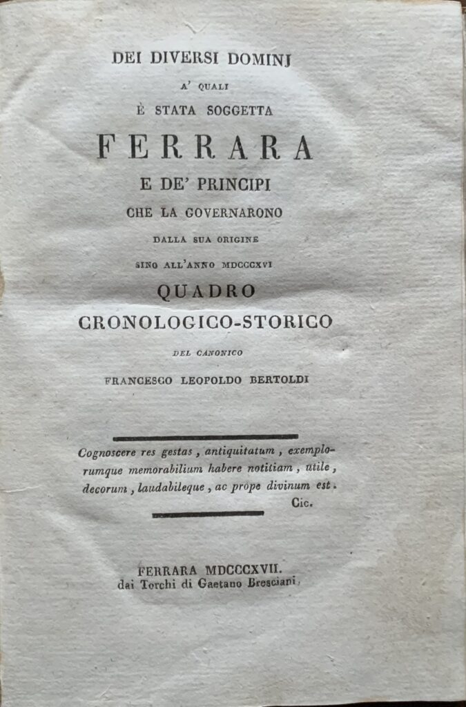 Dei diversi dominj a' quali Ã¨ stata soggetta Ferrara e …