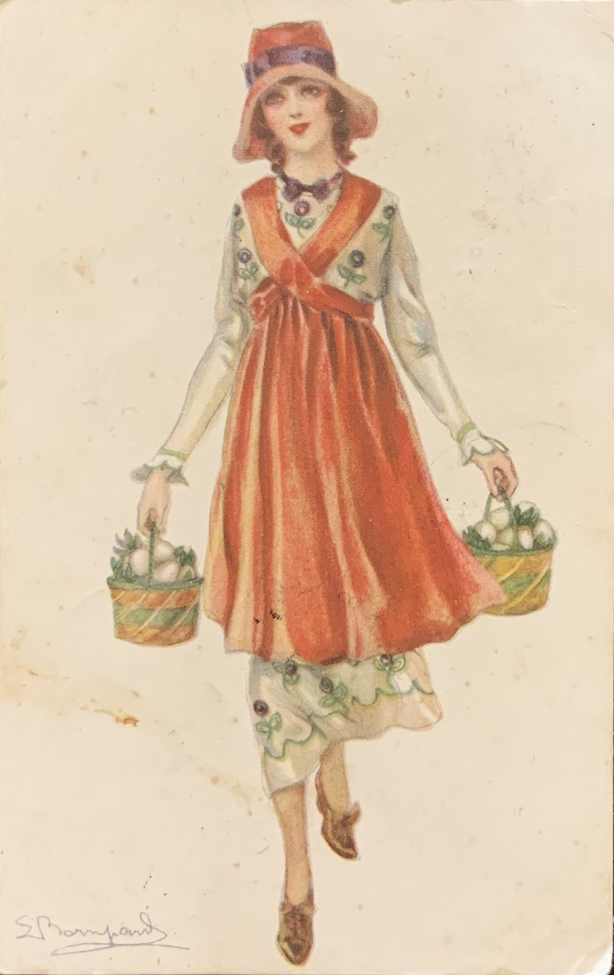 Donnina con cestini di uova 1918 (Sergio Bompard)