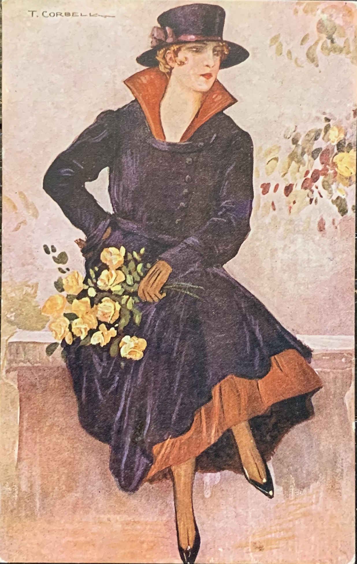 Donnina in nero e arancione 1919 (Tito Corbella)