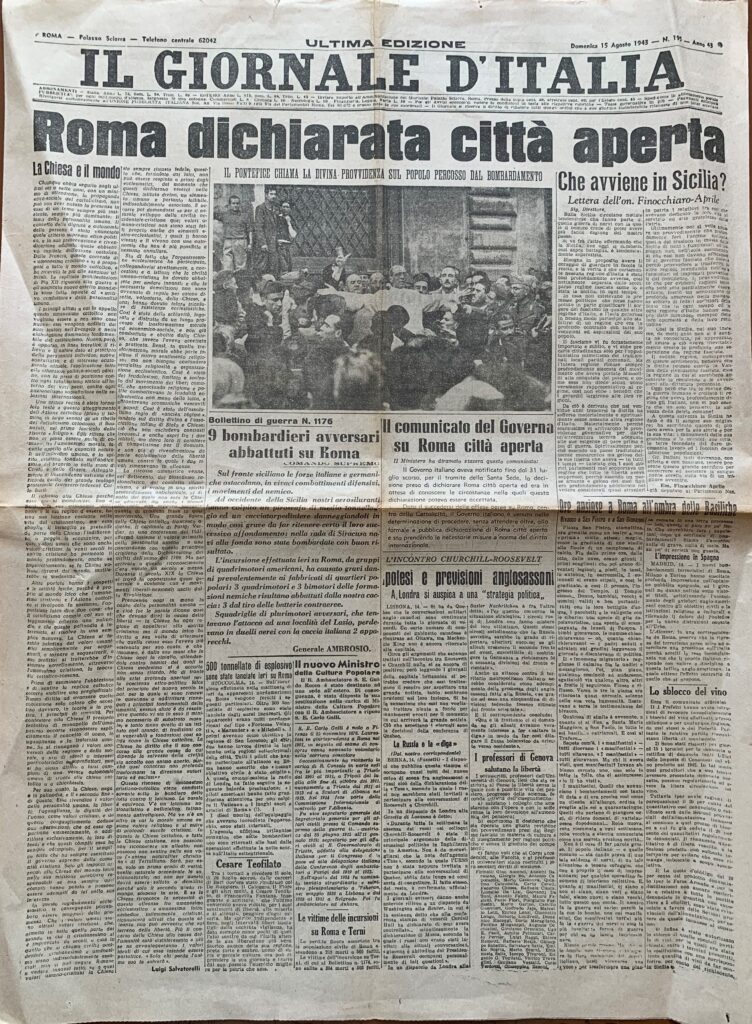 Il Giornale d'Italia nÂ° 195 del 15 agosto 1943. Roma …