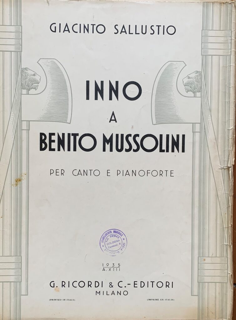 Inno a Benito Mussolini. Canto e pianoforte