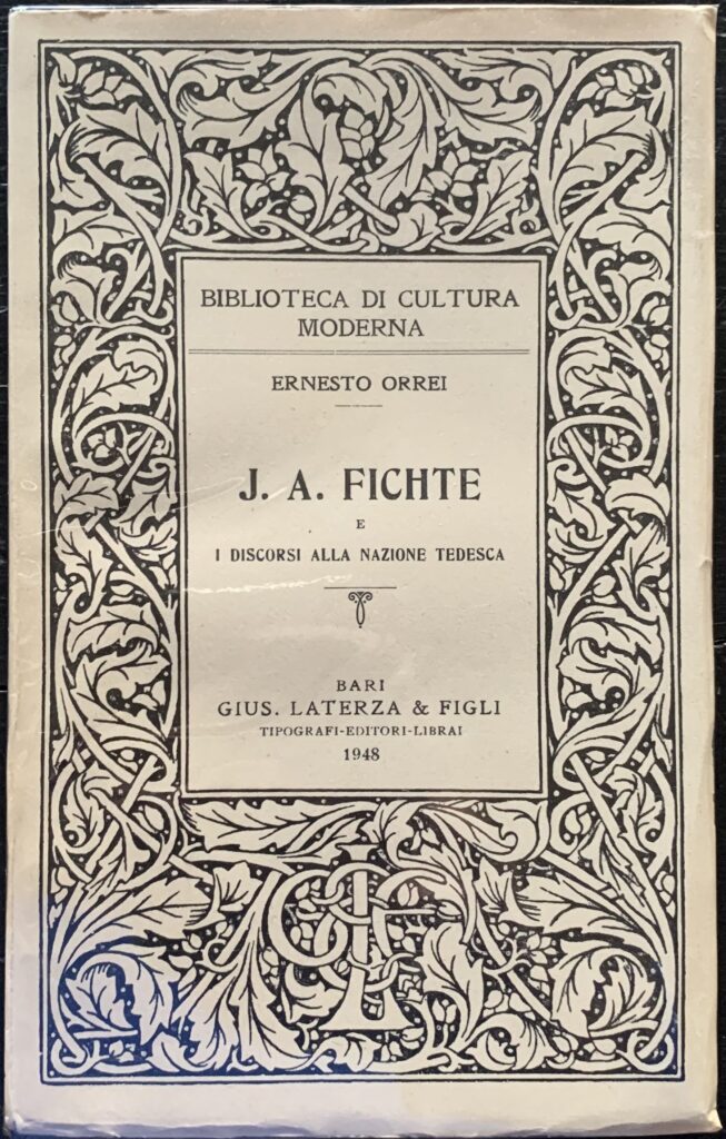 J. A. Fichte e i discorsi alla nazione tedesca