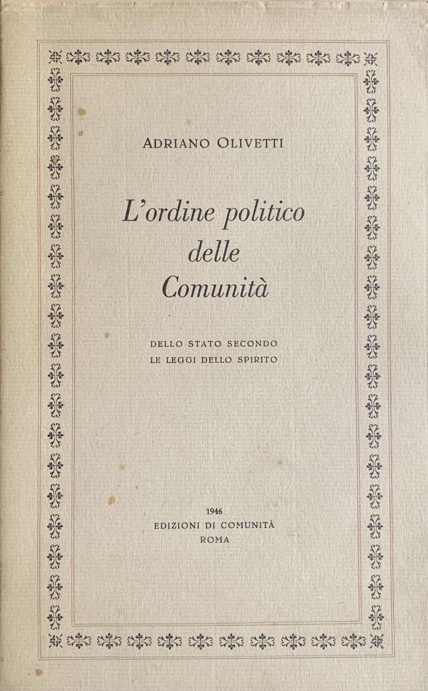 L'ordine politico delle ComunitÃ