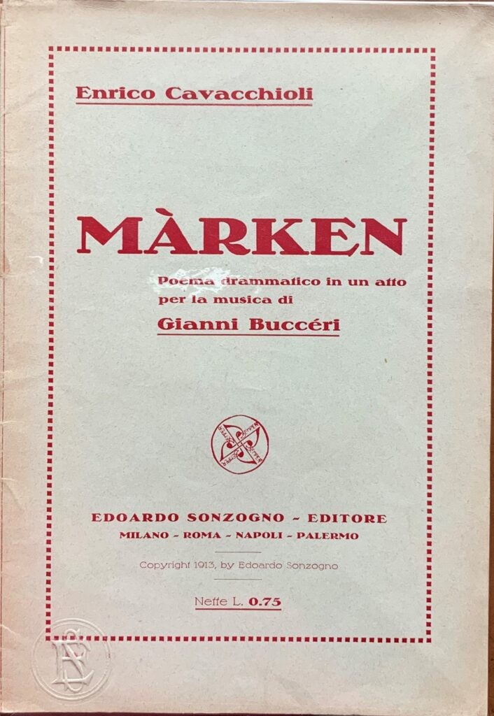 Marken. Poema drammatico in un atto / Libretto d'opera