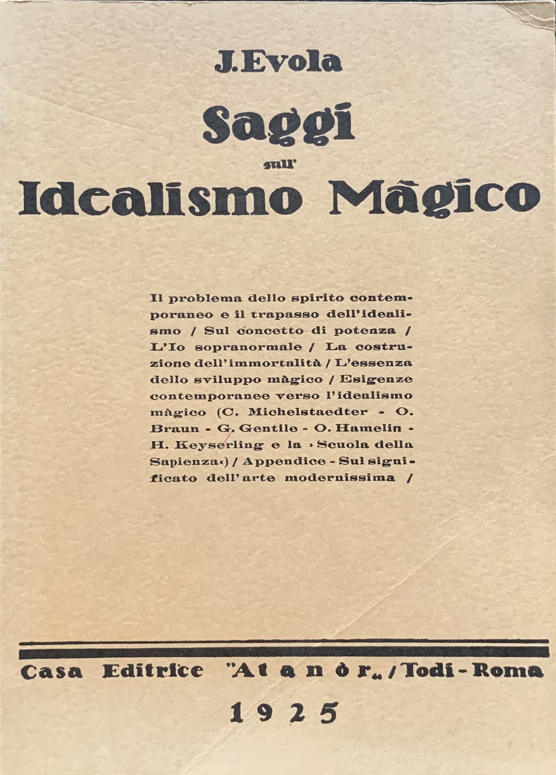 Saggi sull'idealismo magico