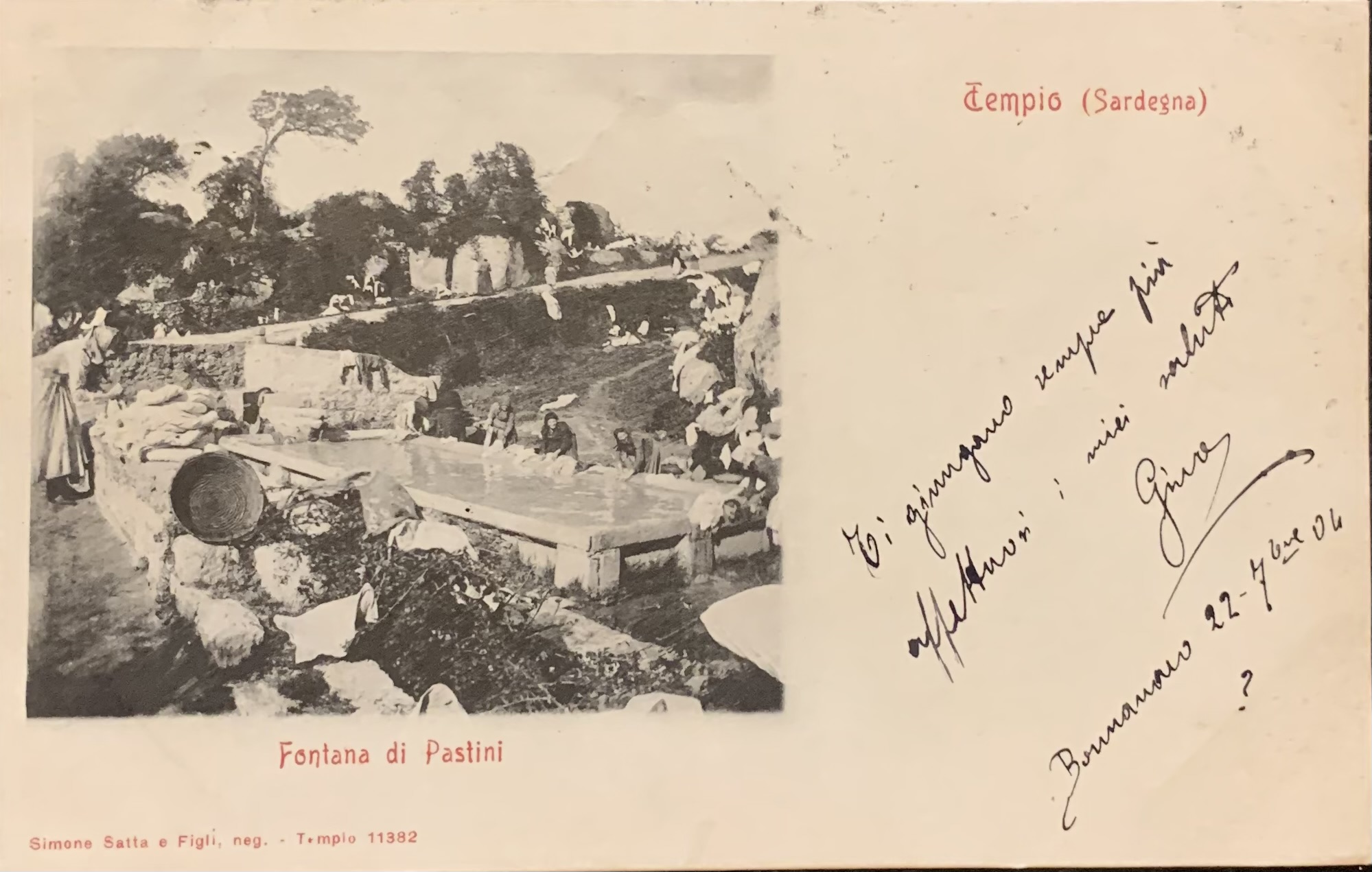 Tempio Pausania (Sassari). Fontana di Pastini 1904