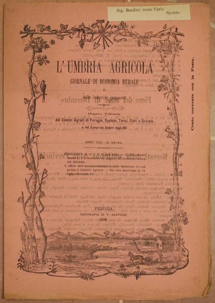 L'UMBRIA AGRICOLA GIORNALE DI ECONOMIA RURALE E DELLE INDUSTRIE CAMPESTRI …