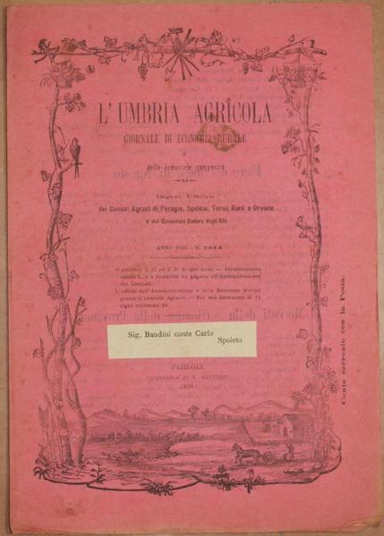 L'UMBRIA AGRICOLA GIORNALE DI ECONOMIA RURALE E DELLE INDUSTRIE CAMPESTRI …