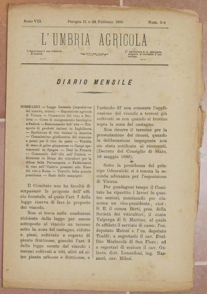 L'UMBRIA AGRICOLA GIORNALE DI ECONOMIA RURALE E DELLE INDUSTRIE CAMPESTRI …
