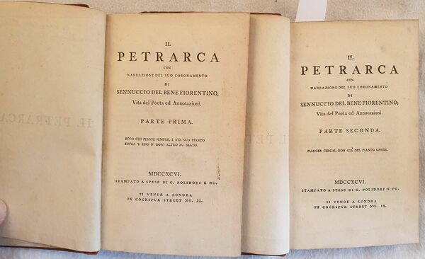 IL PETRARCA CON NARRAZIONE DEL SUO CORONAMENTO DI SENNUCCIO DEL …