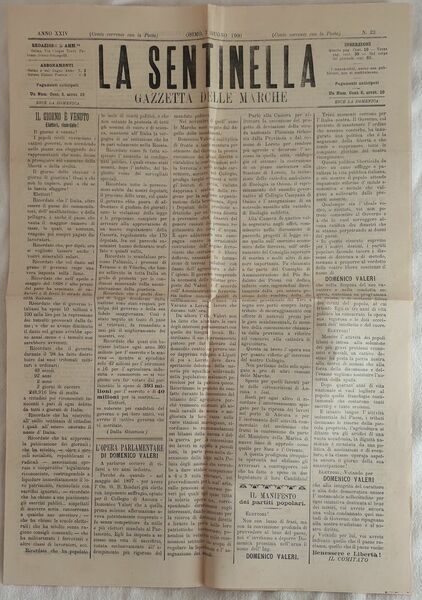 LA SENTINELLA GAZZETTA DELLE MARCHE ANNO XXIV OSIMO 3 GIUGNO …