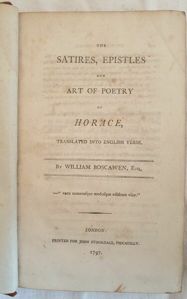 THE SATIRES EPISTLES AND ART OF POETRY OF HORACE TRANSLATED …