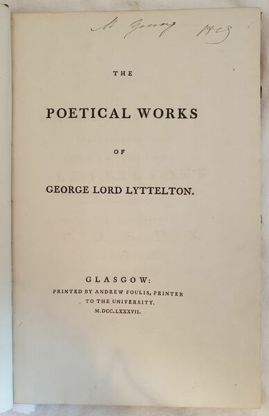 THE POETICAL WORKS OF GEORGE LORD LYTTELTON - THE POETICAL …