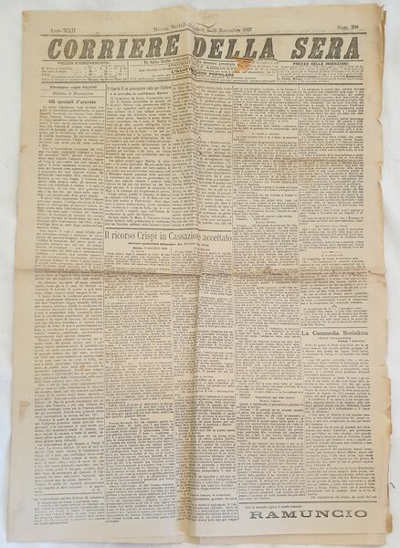 CORRIERE DELLA SERA MILANO LUNEDI MARTEDI 9 10 NOVEMBRE 1897