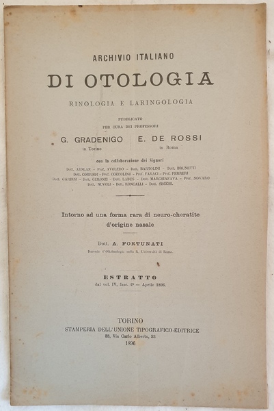 INTORNO AD UNA FORMA RARA DI NEURO-CHERATITE D'ORIGINE NASALE