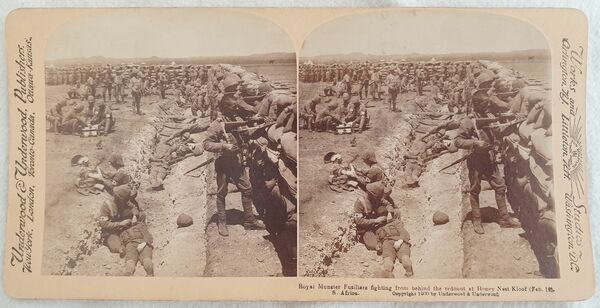 VEDUTA STEREOSCOPICA SECONDA GUERRA BOERA ROYAL MUNSTER FUSILIERS WISELY KEPT …