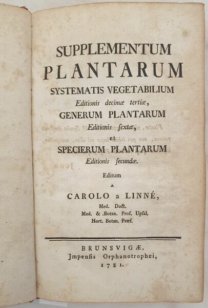 SUPPLEMENTUM PLANTARUM SYSTEMATIS VEGETABILIUM GENRUM PLANTARUM EDITIONIS SEXTAE ET SPECIERUM …