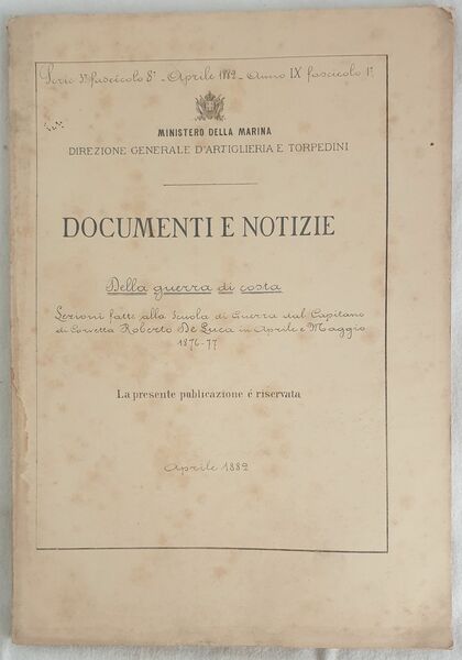 SERIE 3 FACICOLO 8 APRILE 1882 ANNO IX FASCICOLO I …