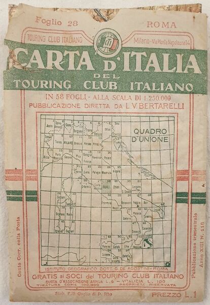 CARTA D'ITALIA DEL TOURING CLUB ITALIANO FOGLIO 28