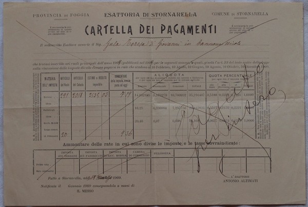 ESATTORIA DI STORNARELLA CARTELLA DEI PAGAMENTI FATTO A STORNARELLA, ADDI …