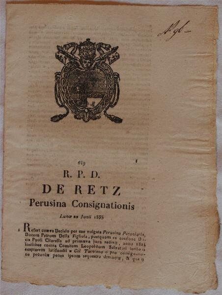 DE RETZ PERUSINA PECUNIARIA LUNOE 22 JUNII 1835