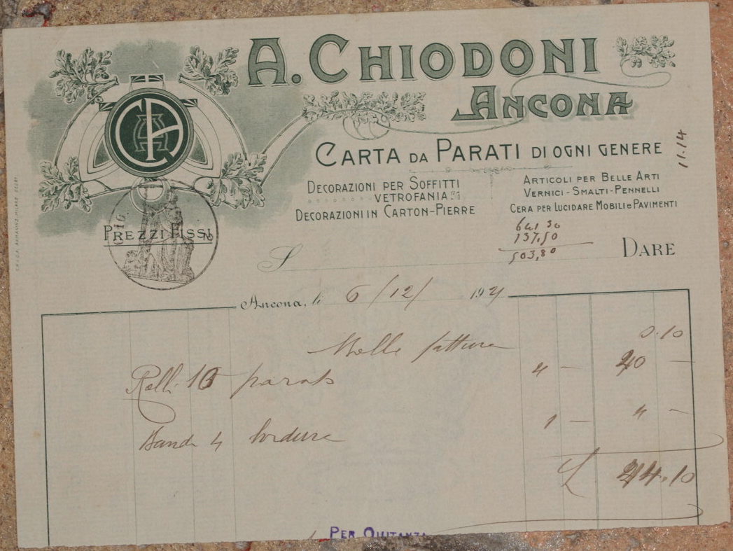 A. CHIODONI ANCONA CARTA DA PARATI DI OGNI GENERE 6 …