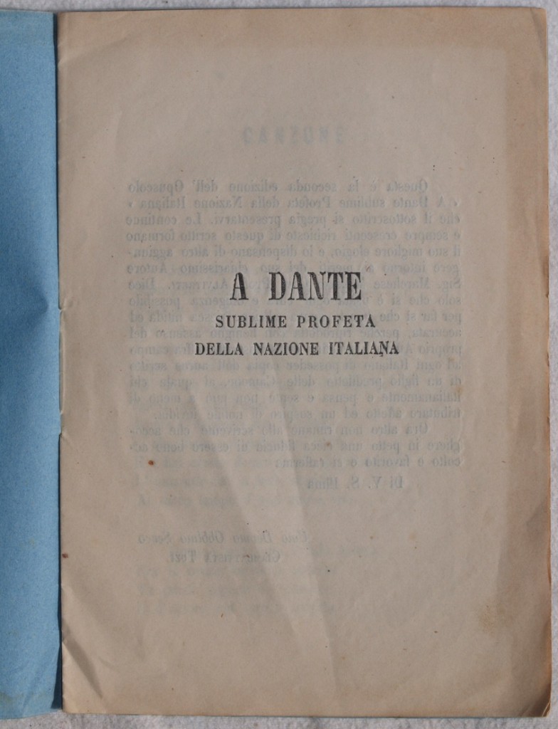 A DANTE SUBLIME PROFETA DELLA NAZIONE ITALIANA