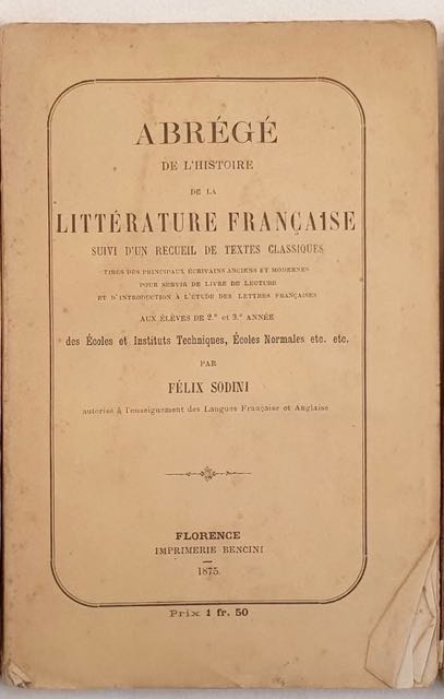 ABREGE DE L'HISTOIRE DE LA LITTERATURE FRANCAISE SUIVI D'UN RECUEIL …