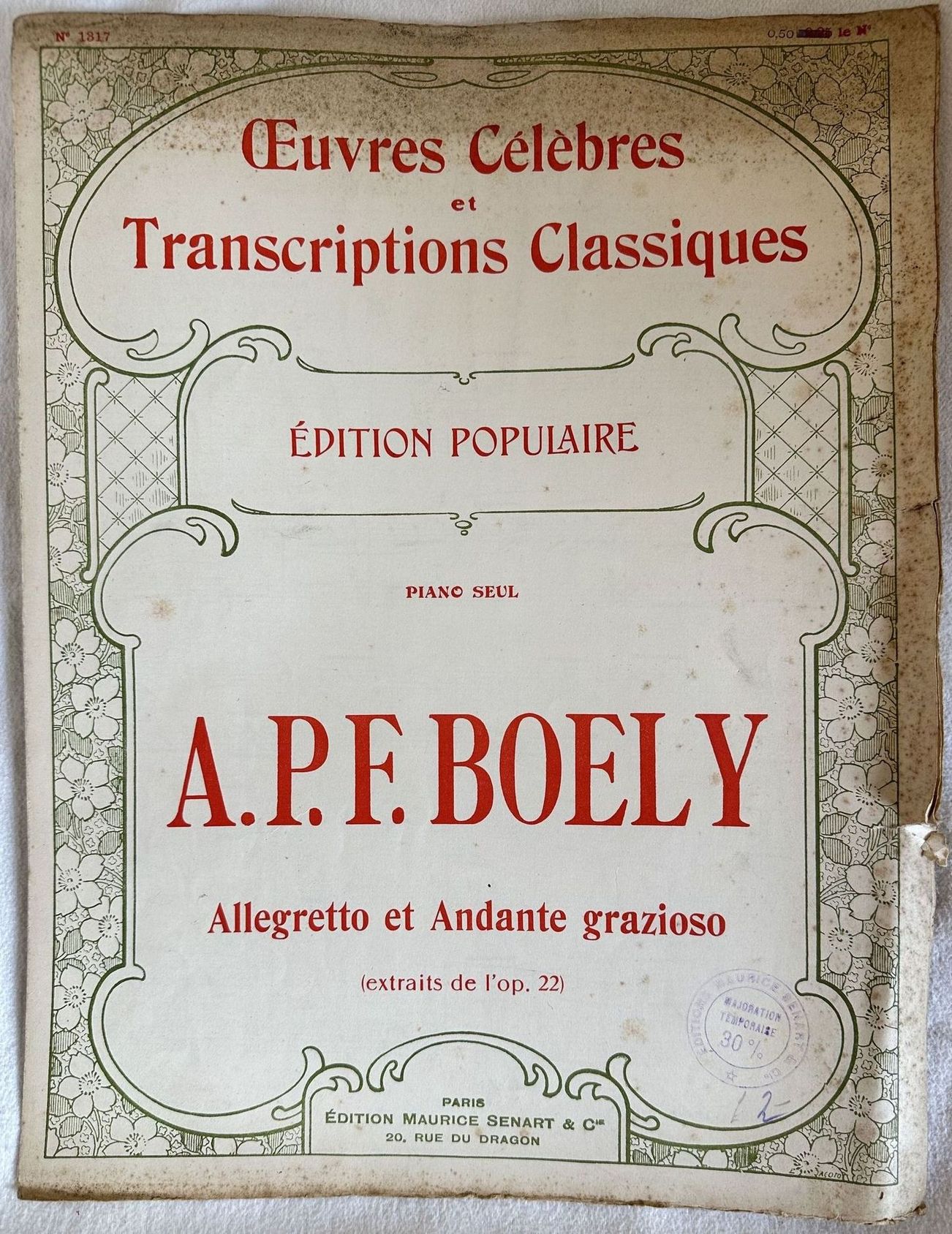ALLEGRETTO ET ANDANTE GRAZIOSO (EXTRAITS DE L'OP. 22)