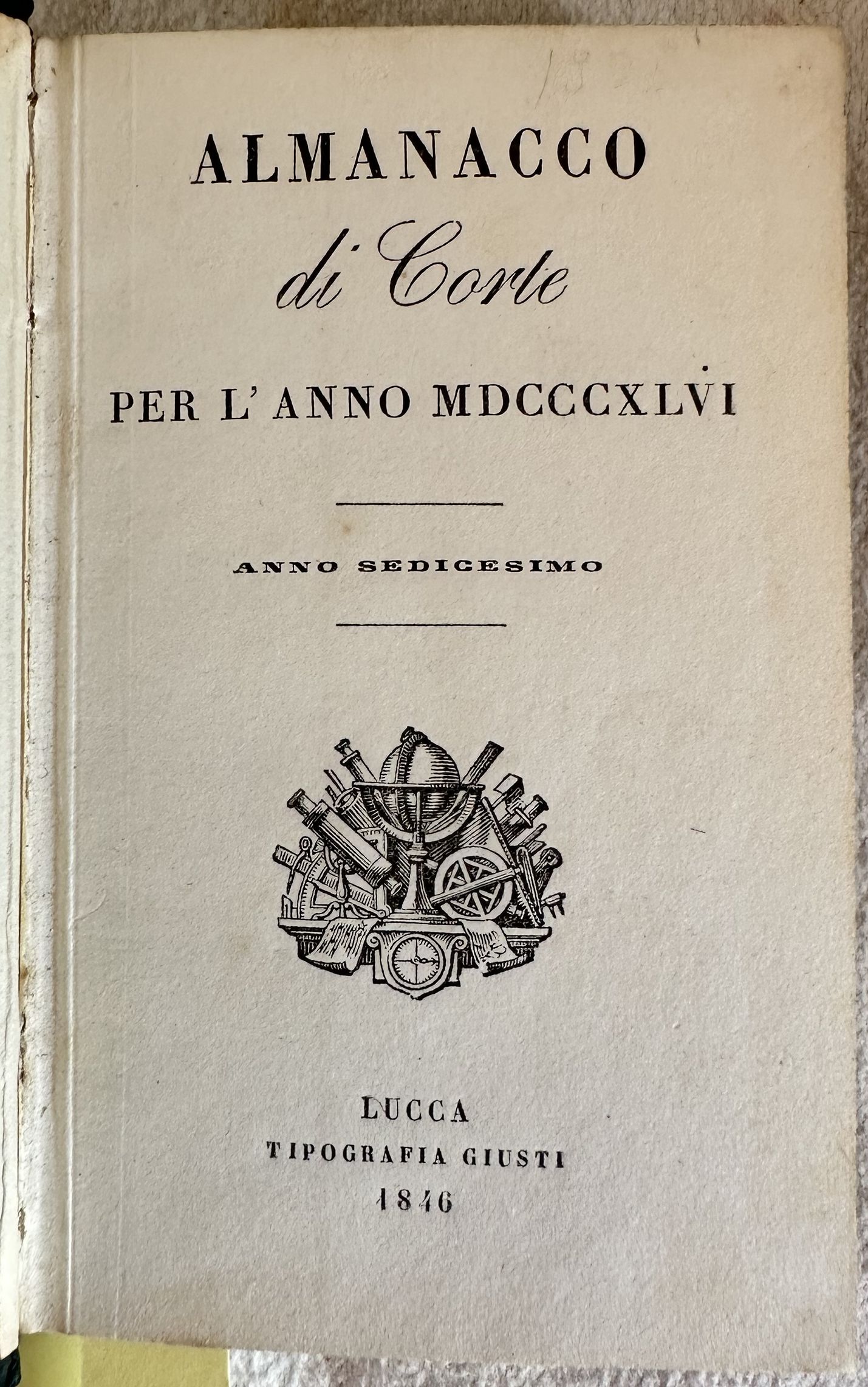 ALMANACCO DI CORTE PER L'ANNO MDCCCXLVI