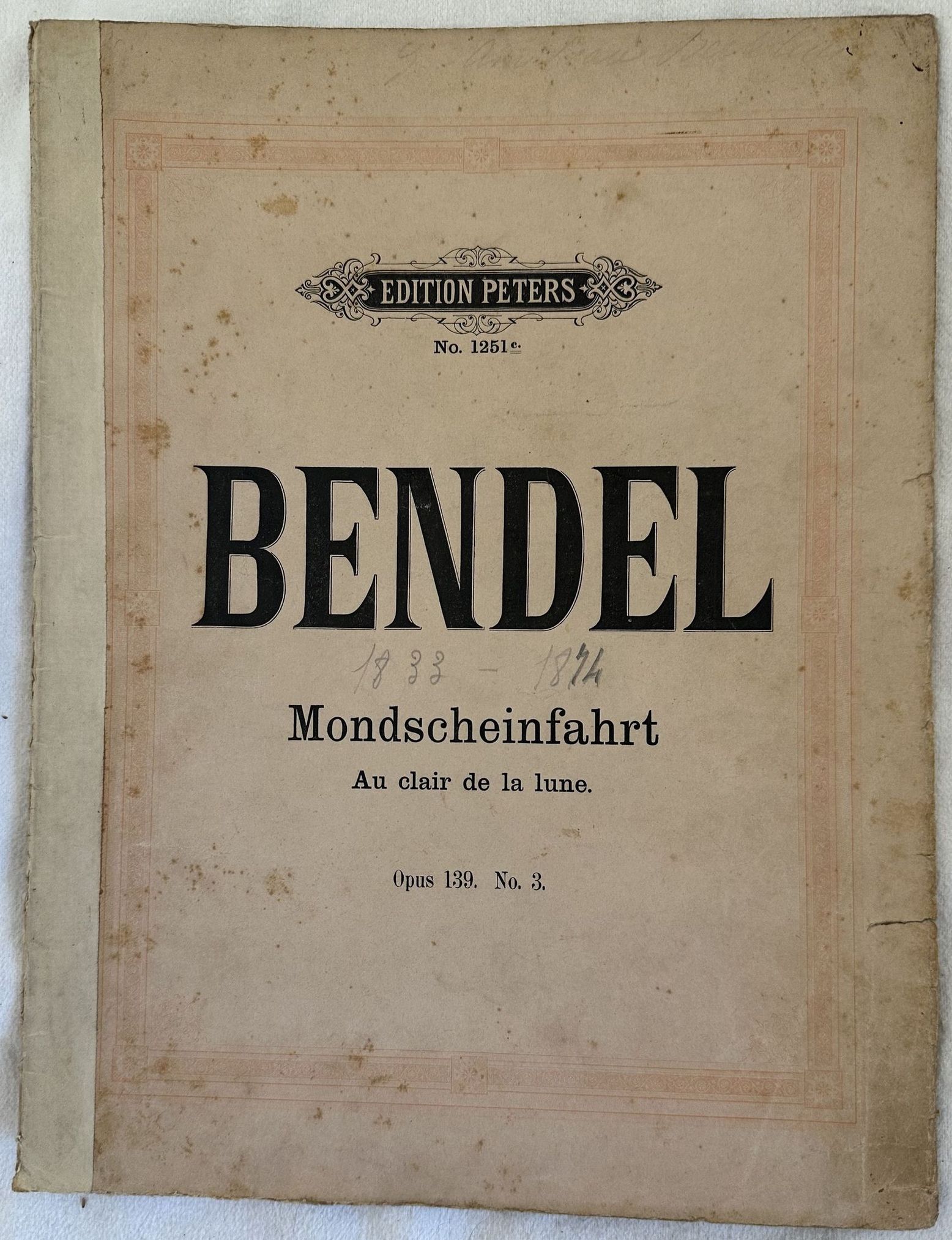 AM GENFER SEE 6 KLAVIERSTUCKE VON FRANZ BENDEL OP. 139 …