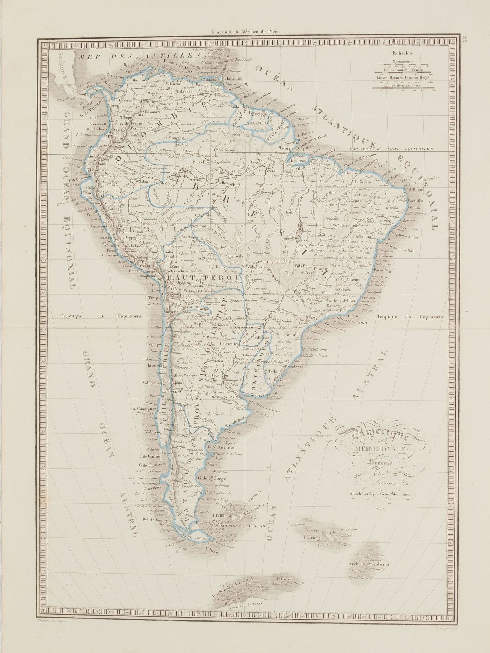 AMERIQUE MERIDIONALE DRESSEE PAR N. LORRAIN PERE