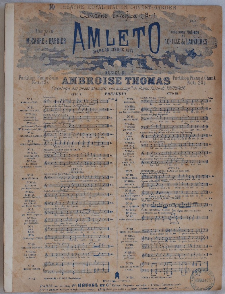 AMLETO OPERA IN CINQUE ATTI MUSICA DI AMBROISE THOMAS PAROLE …