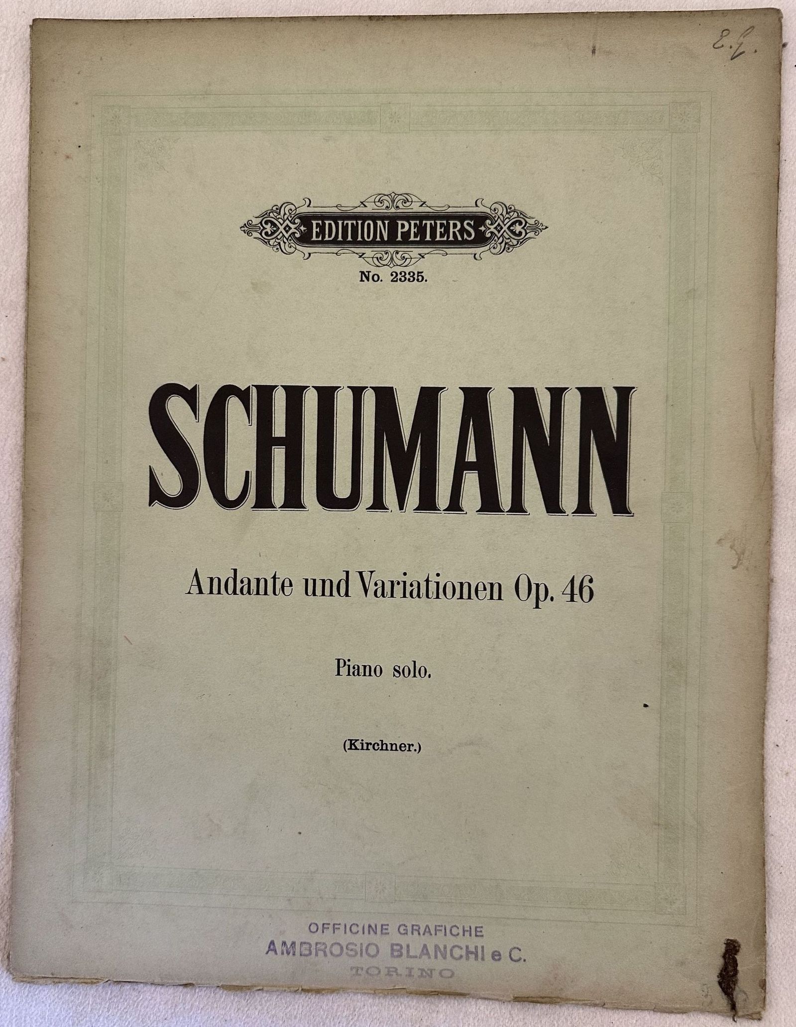 ANDANTE UND VARIATIONEN OP. 46 FUR PIANOFORTE SOLO ARRANGIERT VON …