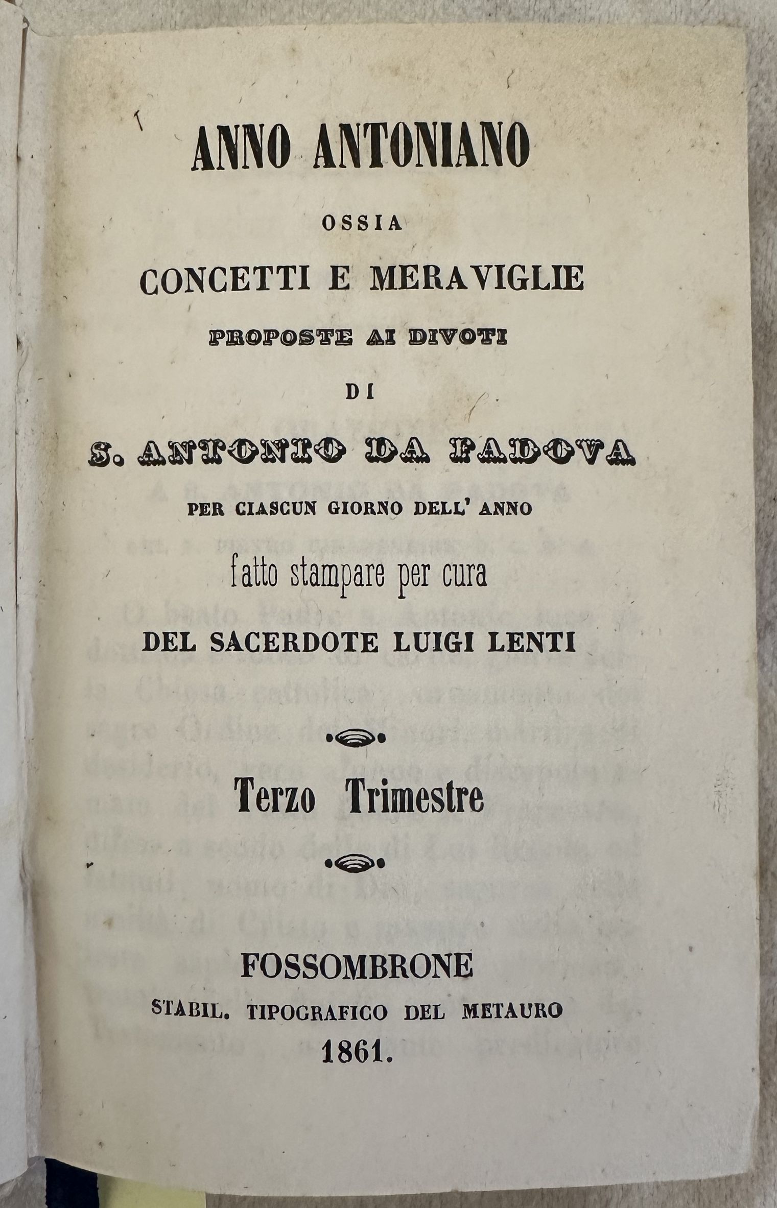 ANNO ANTONIANO OSSIA CONCETTI E MERAVIGLIE PROPOSTE AI DIVOTI DI …